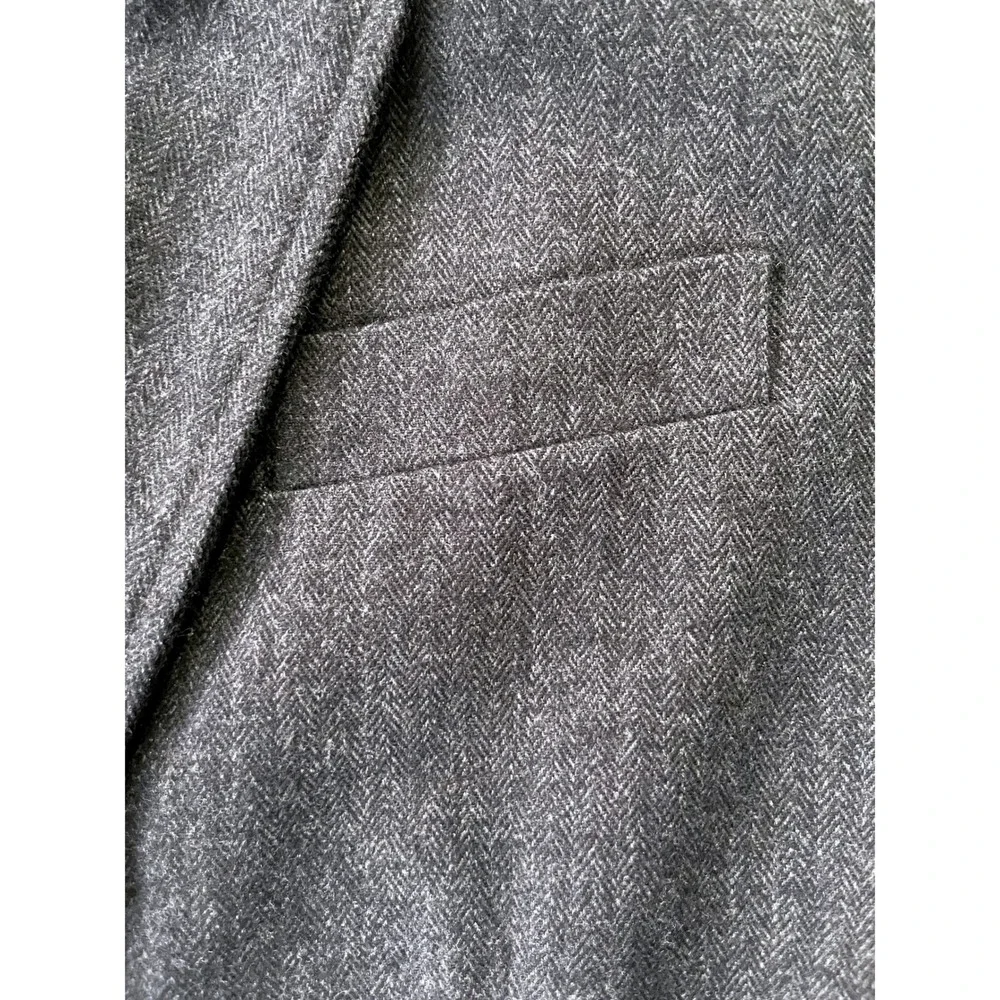Gap Mens Extra Small‎ Blazer Charcoal Tonal Herringbone Cotton Blend Jacket